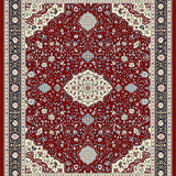Ultra Soft Area Rug, Non Slip, Stain Resistant, Washable Area Rugs for Living Room, Bedroom, Sophisticated Intricate Ogee Style(Red)