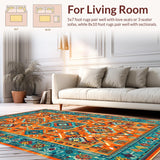 Ultra Soft Area Rug, Non Slip, Stain Resistant, Washable Area Rugs for Living Room, Bedroom, Eclectic Vintage Geometric Textures(Orange)
