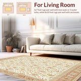 Ultra Soft Area Rug, Non Slip, Stain Resistant, Washable Area Rugs for Living Room, Bedroom, Montessori Play Area for Toddlers Beige Spotted Geometric(White)