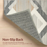 Ultra Soft Area Rug, Non Slip, Stain Resistant, Washable Area Rugs for Living Room, Bedroom, Sophisticated Vintage Tiled Motif(Gray)