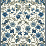 Beige & Blue Eden Crafted Botanical Area(White)