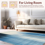Ultra Soft Area Rug, Non Slip, Stain Resistant, Washable Area Rugs for Living Room, Bedroom, Black and White Machine Washable Stripe Design Area Floor Rug(Blue)