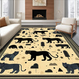 Majestic Big Cat Geometric Area Black Panther Lion Tiger Art(Beige)