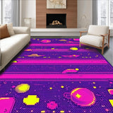 Ultra Soft Area Rug, Non Slip, Stain Resistant, Washable Area Rugs for Living Room, Bedroom, Funky 90s Colorful Tiled Aesthetic(Purple)
