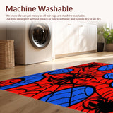 Cartoon Spider Burst Area Rug with Energetic Red Blue Comic Graphics(Red)