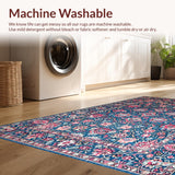 Ultra Soft Area Rug, Non Slip, Stain Resistant, Washable Area Rugs for Living Room, Bedroom, Eclectic Floral Blue Aesthetic(Blue)