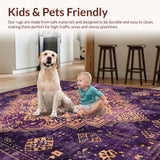 Ultra Soft Area Rug, Non Slip, Stain Resistant, Washable Area Rugs for Living Room, Bedroom, Bold Abstract Color Fusion(Purple)