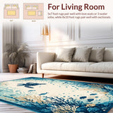 Ultra Soft Area Rug, Non Slip, Stain Resistant, Washable Area Rugs for Living Room, Bedroom, Charming Coastal Animal Print(Blue)