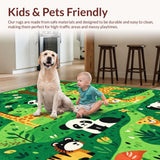 Ultra Soft Area Rug, Non Slip, Stain Resistant, Washable Area Rugs for Living Room, Bedroom, Fun and Quirky Zoo Inspired Style(Green)
