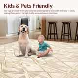 Ultra Soft Area Rug, Non Slip, Stain Resistant, Washable Area Rugs for Living Room, Bedroom, Boho Neutral Geometric Area Farmhouse Inspired Floor(Beige)