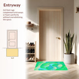 Ultra Soft Area Rug, Non Slip, Stain Resistant, Washable Area Rugs for Living Room, Bedroom, Whimsical Ogee Modern Print(Green)