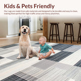 Ultra Soft Area Rug, Non Slip, Stain Resistant, Washable Area Rugs for Living Room, Bedroom, Sleek Neutral Tone Striping(Gray)