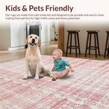 Ultra Soft Area Rug, Non Slip, Stain Resistant, Washable Area Rugs for Living Room, Bedroom, Luxape Aesthetic Pink White Bow Knot Design Rug(Pink)