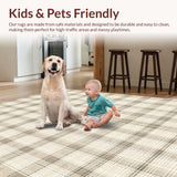 Ultra Soft Area Rug, Non Slip, Stain Resistant, Washable Area Rugs for Living Room, Bedroom, Warm Earth Toned Diamond Arrangement(Beige)