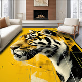 Ultra Soft Area Rug, Non Slip, Stain Resistant, Washable Area Rugs for Living Room, Bedroom, Eclectic Animal Motif Decor(Yellow)