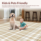 Ultra Soft Area Rug, Non Slip, Stain Resistant, Washable Area Rugs for Living Room, Bedroom, Artisan Checkered Farmhouse Beige Retro Square(Beige)