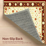 Ultra Soft Area Rug, Non Slip, Stain Resistant, Washable Area Rugs for Living Room, Bedroom, Symmetrical Floral(Beige)