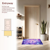Ultra Soft Area Rug, Non Slip, Stain Resistant, Washable Area Rugs for Living Room, Bedroom, Rustic Oceanic Wave Texture(Purple)