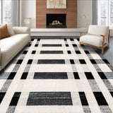 Ultra Soft Area Rug, Non Slip, Stain Resistant, Washable Area Rugs for Living Room, Bedroom, Retro Contrast Woven Floor Covering with Minimalist Linear Pattern(Beige)
