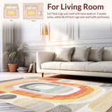 Ultra Soft Area Rug, Non Slip, Stain Resistant, Washable Area Rugs for Living Room, Bedroom, Elegant Soft Pastel Geometry(Orange)