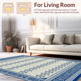 Ultra Soft Area Rug, Non Slip, Stain Resistant, Washable Area Rugs for Living Room, Bedroom, Coastal Anchor Accent in Blue and Beige Color Palette(Blue)