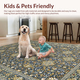 Ultra Soft Area Rug, Non Slip, Stain Resistant, Washable Area Rugs for Living Room, Bedroom, Elegant Floral Patterned Motif(Gray)