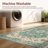 Ultra Soft Area Rug, Non Slip, Stain Resistant, Washable Area Rugs for Living Room, Bedroom, Pastel Eclectic Botanical Design(Blue)
