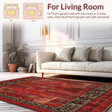 Ultra Soft Area Rug, Non Slip, Stain Resistant, Washable Area Rugs for Living Room, Bedroom, Rustic Abstract Hall Runner(Red)