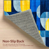 Ultra Soft Area Rug, Non Slip, Stain Resistant, Washable Area Rugs for Living Room, Bedroom, Stylish Modern Brushstroke Design(Blue)