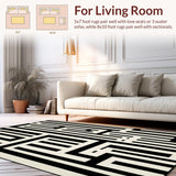 Modern Black and White Striped Area Unique Woven Design for Stylish Homes(Beige)