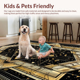 Ultra Soft Area Rug, Non Slip, Stain Resistant, Washable Area Rugs for Living Room, Bedroom, Elegant Trellis Patterned Design(Gold)