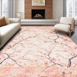 Ultra Soft Area Rug, Non Slip, Stain Resistant, Washable Area Rugs for Living Room, Bedroom, Elegant Creamy Geometric Touch(Pink)