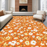 Ultra Soft Area Rug, Non Slip, Stain Resistant, Washable Area Rugs for Living Room, Bedroom, Charming Contemporary Floral Style(Orange)