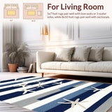 Ultra Soft Area Rug, Non Slip, Stain Resistant, Washable Area Rugs for Living Room, Bedroom, Coastal Blue Toned Geometric Appeal(Blue)