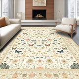 Ultra Soft Area Rug, Non Slip, Stain Resistant, Washable Area Rugs for Living Room, Bedroom, Cute Butterfly Boho Bathroom(Ivory)