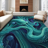 Ultra Soft Area Rug, Non Slip, Stain Resistant, Washable Area Rugs for Living Room, Bedroom, Mystic Kraken Tentacle Area Rug(Blue)