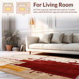Ultra Soft Area Rug, Non Slip, Stain Resistant, Washable Area Rugs for Living Room, Bedroom, Abstract Spark Design Area Round Beige/Burgundy(Beige)