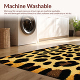 Ultra Soft Area Rug, Non Slip, Stain Resistant, Washable Area Rugs for Living Room, Bedroom, Leopard Print Faux Fur Bedroom Accent Rug(Beige)