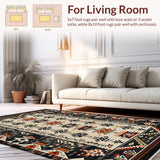 Ultra Soft Area Rug, Non Slip, Stain Resistant, Washable Area Rugs for Living Room, Bedroom, Tribal Chic Earthy Aesthetic(Gray)