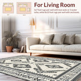 Ultra Soft Area Rug, Non Slip, Stain Resistant, Washable Area Rugs for Living Room, Bedroom, Chic Abstract Tiled Pattern(Black)