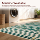 Ultra Soft Area Rug, Non Slip, Stain Resistant, Washable Area Rugs for Living Room, Bedroom, Black and White Striped Rug Machine Washable Abstract Animal Design(Green)