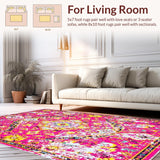 Ultra Soft Area Rug, Non Slip, Stain Resistant, Washable Area Rugs for Living Room, Bedroom, Lively Fuchsia and Yellow Harmony(Pink)