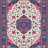 Ultra Soft Area Rug, Non Slip, Stain Resistant, Washable Area Rugs for Living Room, Bedroom, Elegant Cream and Blue Trellis Design(White)
