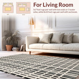 Ultra Soft Area Rug, Non Slip, Stain Resistant, Washable Area Rugs for Living Room, Bedroom, Monochrome Striped Rug, Modern Geometric Design(Gray)