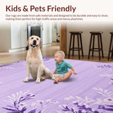 Ultra Soft Area Rug, Non Slip, Stain Resistant, Washable Area Rugs for Living Room, Bedroom, Purple Playful Patterned Texture(Purple)