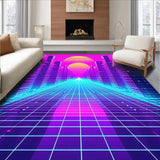 Ultra Soft Area Rug, Non Slip, Stain Resistant, Washable Area Rugs for Living Room, Bedroom, Vibrant Tunnel Pattern Design(Purple)