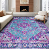 Ultra Soft Area Rug, Non Slip, Stain Resistant, Washable Area Rugs for Living Room, Bedroom, Elegant Light Blue Tiled Design(Pink)