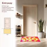 Ultra Soft Area Rug, Non Slip, Stain Resistant, Washable Area Rugs for Living Room, Bedroom, Whimsical Rainbow Motif Accent Piece(Orange)