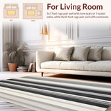 Ultra Soft Area Rug, Non Slip, Stain Resistant, Washable Area Rugs for Living Room, Bedroom, Minimalist Layered Stripe Pattern Rug with Crisp Black and White Color Blocks(Gray)