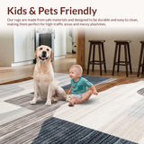 Ultra Soft Area Rug, Non Slip, Stain Resistant, Washable Area Rugs for Living Room, Bedroom, Rustic Neutral Geometric Motif(Beige)
